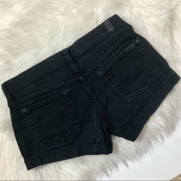 7 for all Mankind Black Denim Shorts - Picture 2 of 5